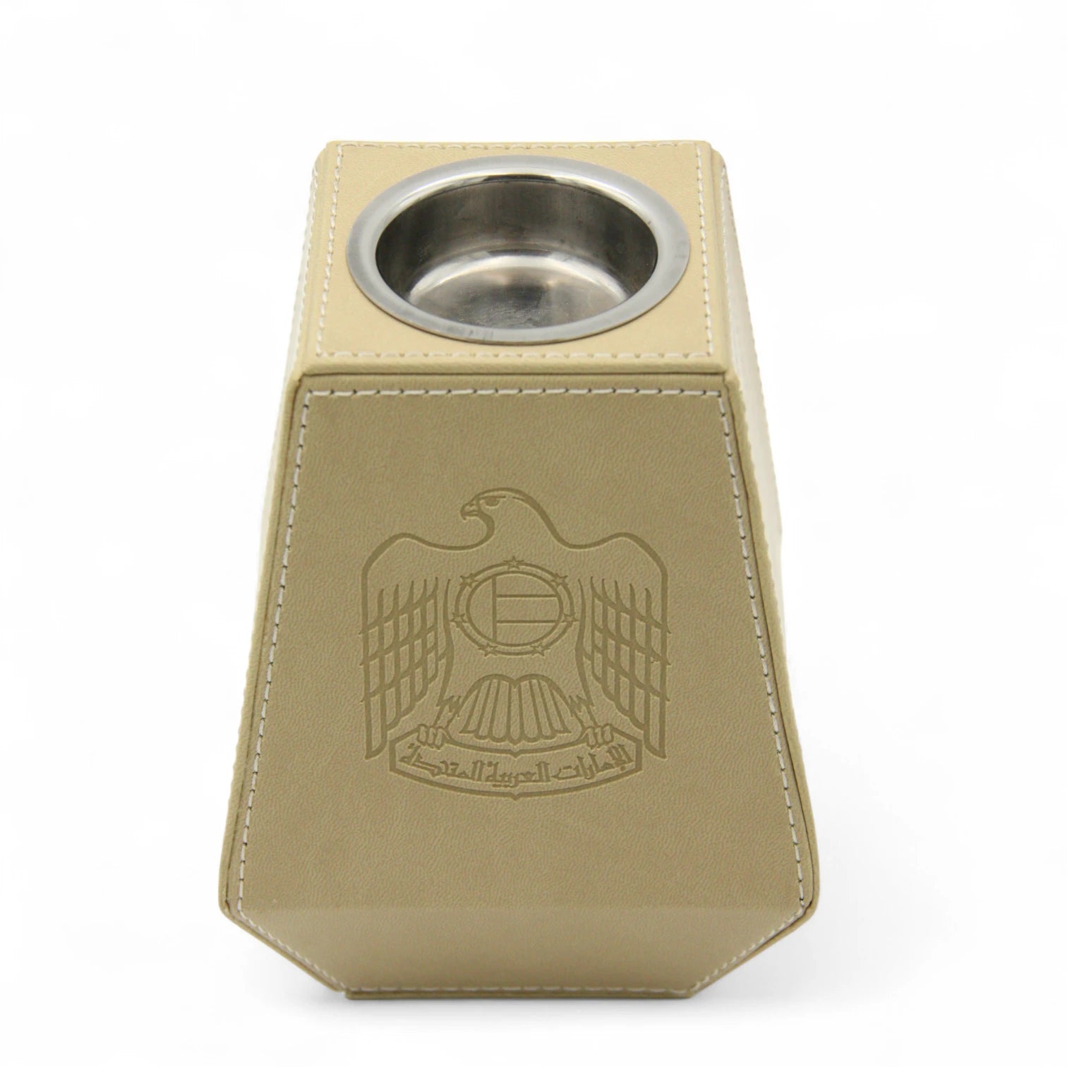 Damoo Luxury Faux Leather Bukhoor Burner with UAE Emblem – Modern Mabkhara Incense Holder for Home, Office, Majlis & Special Occasions - Damoo