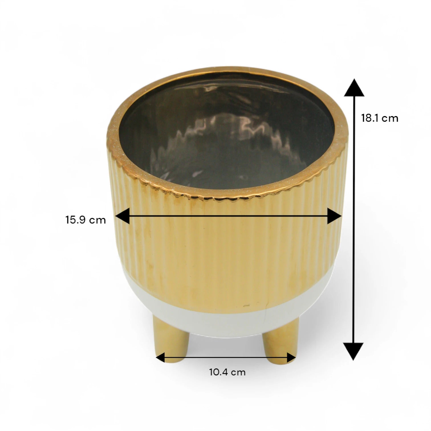 Damoo Luxury Gold Ceramic Flower Pot with Legs – Modern Decorative Planter Stand for Living Room, Office, Entryway & Gift - Damoo