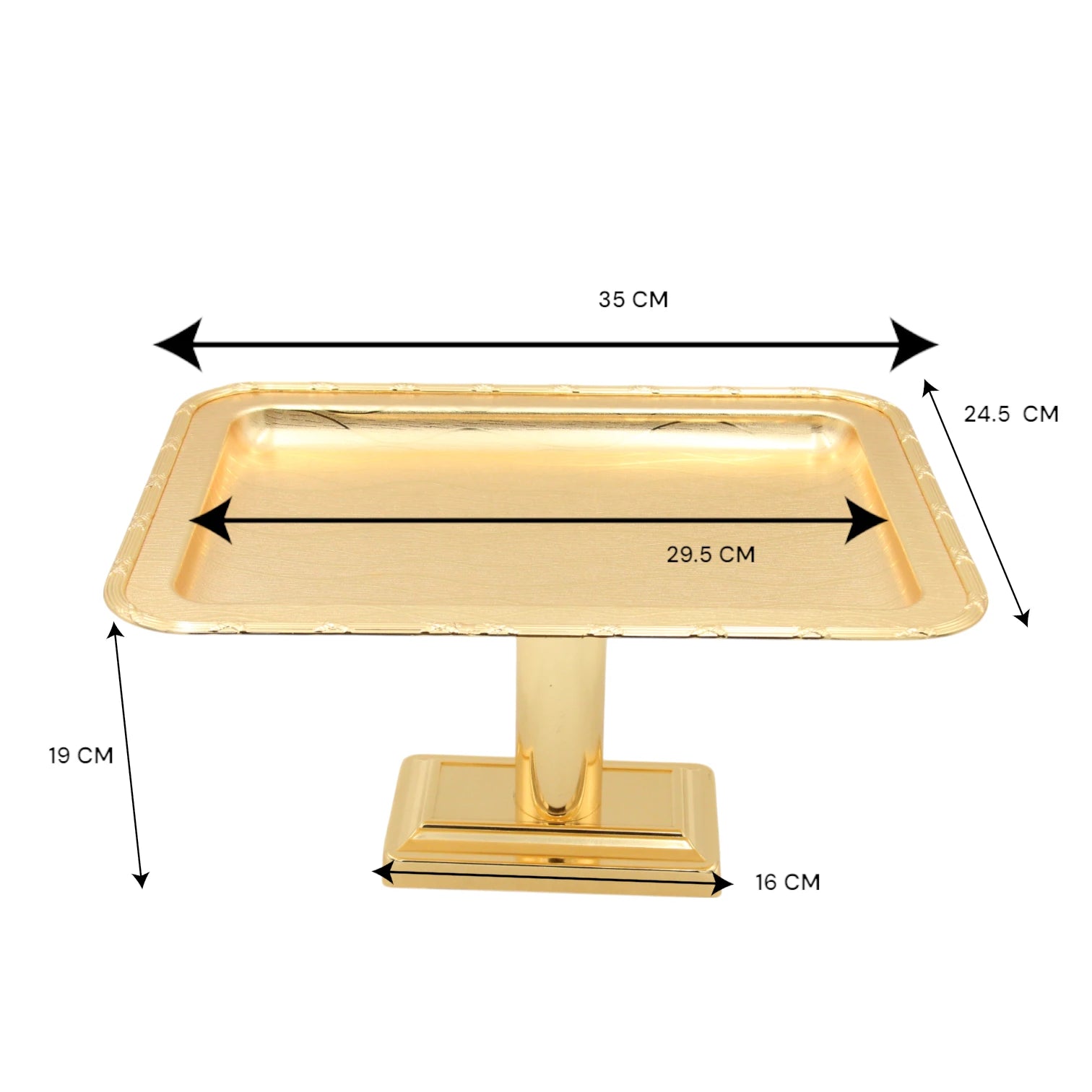 Damoo Luxury Gold Pedestal Tray – Elevated Metal Display Stand for Sweets, Cakes & Décor – Elegant Finish for Events & Home Use - Damoo