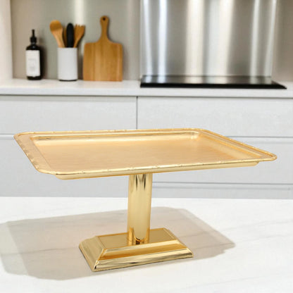Damoo Luxury Gold Pedestal Tray – Elevated Metal Display Stand for Sweets, Cakes & Décor – Elegant Finish for Events & Home Use - Damoo