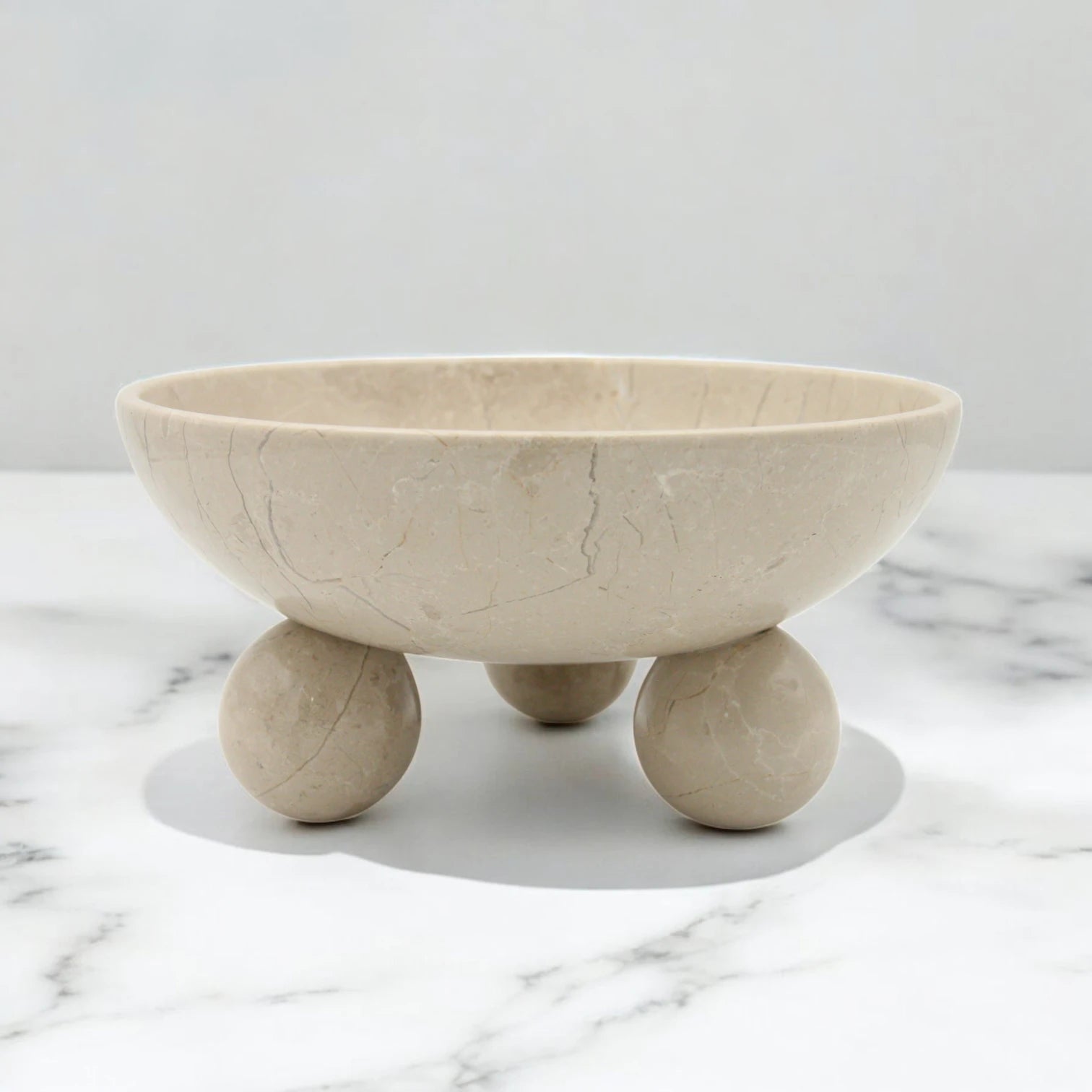 Damoo Luxury Marble Bowl with Stand – Handcrafted Natural Stone Decorative Dish on Elevated Base – Elegant Centerpiece for Home, Dining, Vanity, or Gifting - Damoo