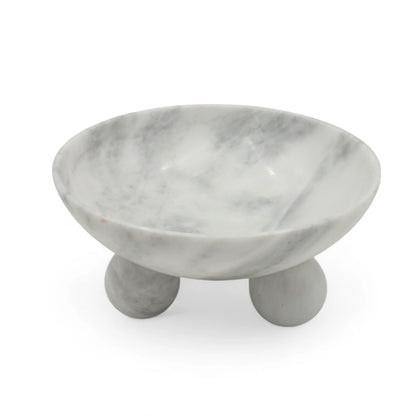 Damoo Luxury Marble Bowl with Stand – Handcrafted Natural Stone Decorative Dish on Elevated Base – Elegant Centerpiece for Home, Dining, Vanity, or Gifting - Damoo