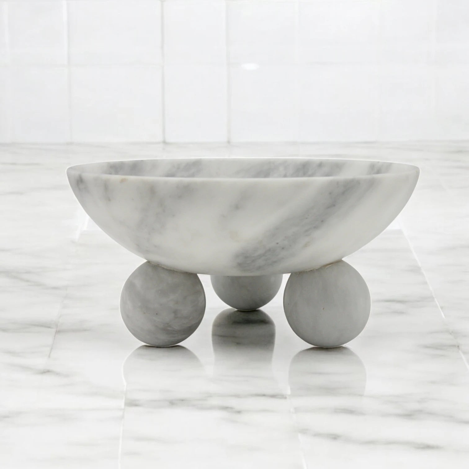 Damoo Luxury Marble Bowl with Stand – Handcrafted Natural Stone Decorative Dish on Elevated Base – Elegant Centerpiece for Home, Dining, Vanity, or Gifting - Damoo