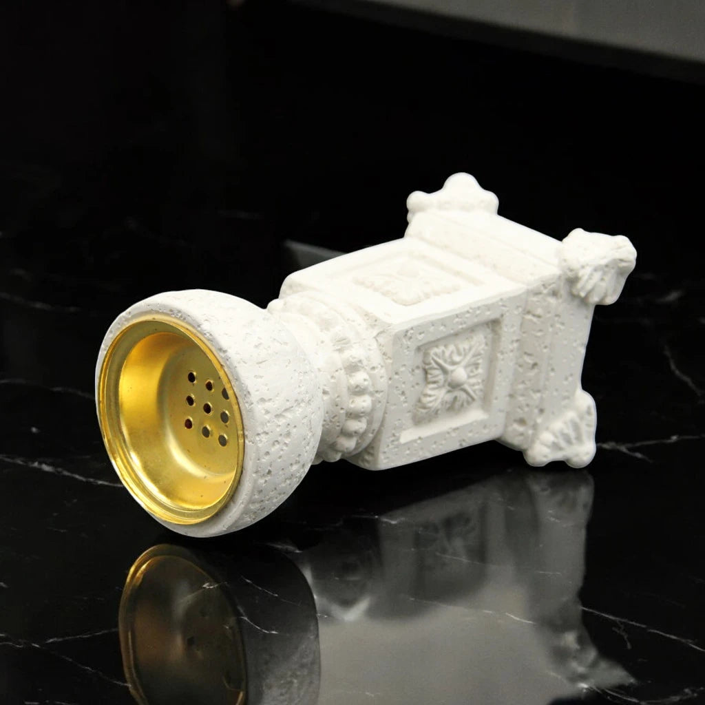 Damoo Luxury Marble-Inspired Bakhoor Burner with Gold Interior – Elegant Arabic Incense Holder for Home or Office Decor - Damoo