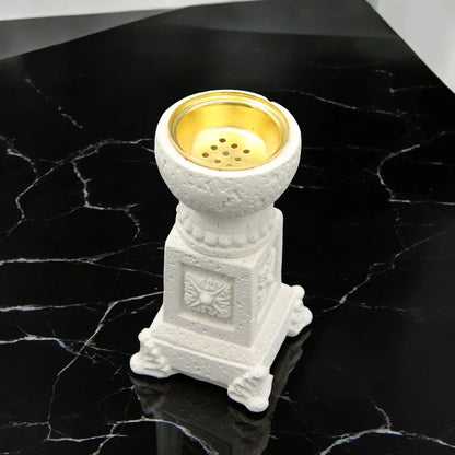 Damoo Luxury Marble-Inspired Bakhoor Burner with Gold Interior – Elegant Arabic Incense Holder for Home or Office Decor - Damoo