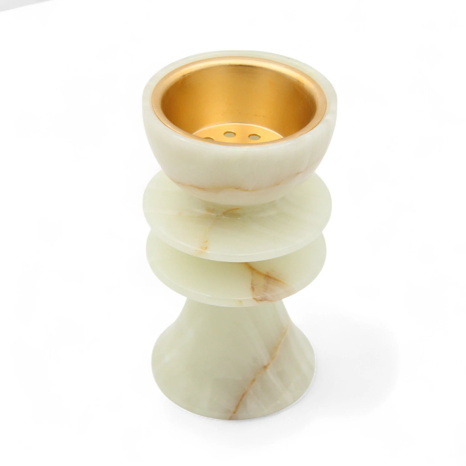 Damoo Luxury Natural Marble Incense Burner – Elegant Stone Bakhoor Holder with Gold-Plated Inner Bowl – Handmade for Home, Majlis, Office & Gifting - Damoo