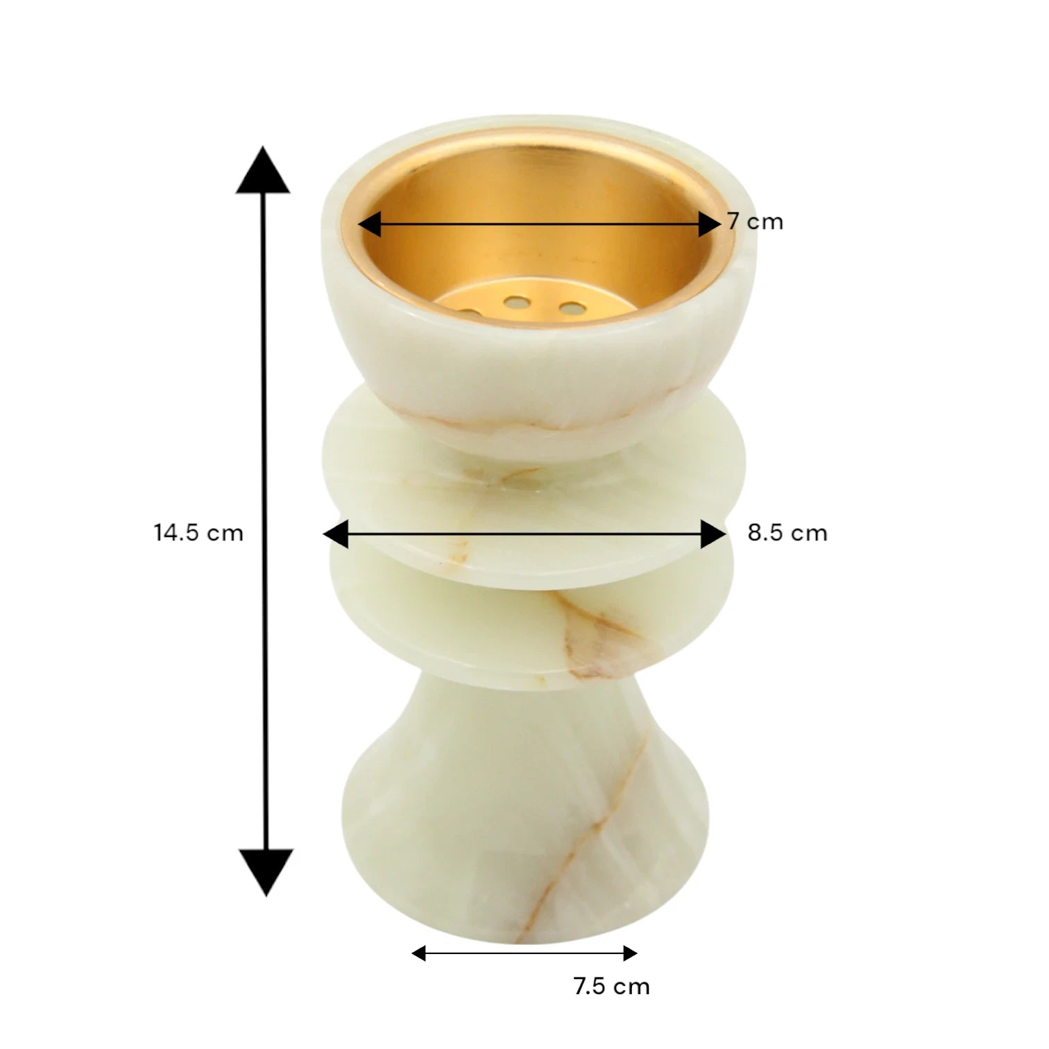 Damoo Luxury Natural Marble Incense Burner – Elegant Stone Bakhoor Holder with Gold-Plated Inner Bowl – Handmade for Home, Majlis, Office & Gifting - Damoo
