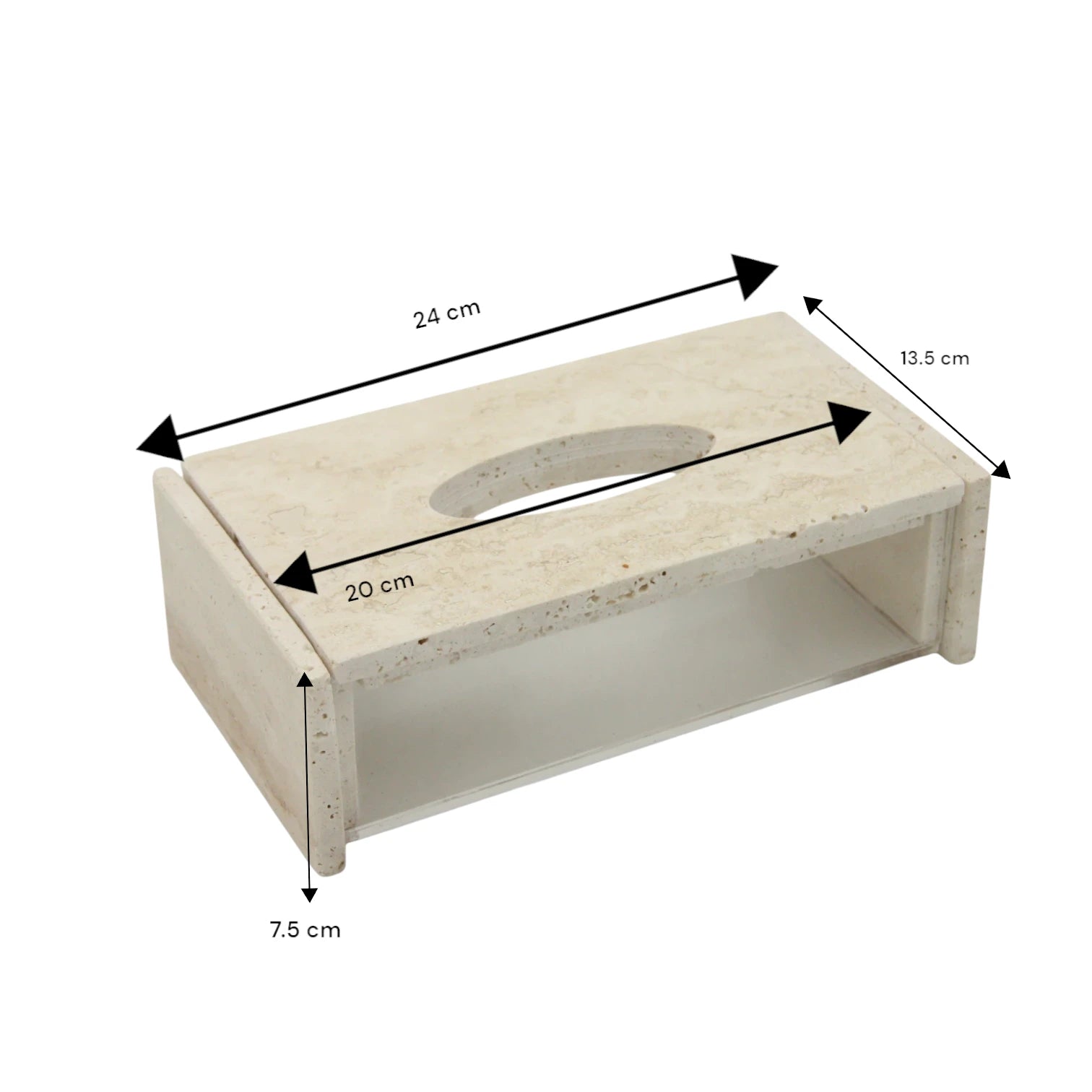 Damoo Luxury Travertine and Acrylic Tissue Box – Modern Stone & Clear Display Case for Bathroom, Office, or Living Room Decor - Damoo