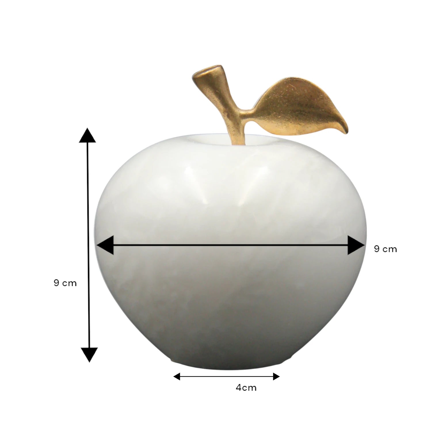 Damoo Luxury White Marble Decorative Apple with Gold Metal Leaf – Elegant Modern Sculpture for Home, Office, Kitchen, or Tabletop Decor – Unique Gift Accent for Interior Styling - Damoo