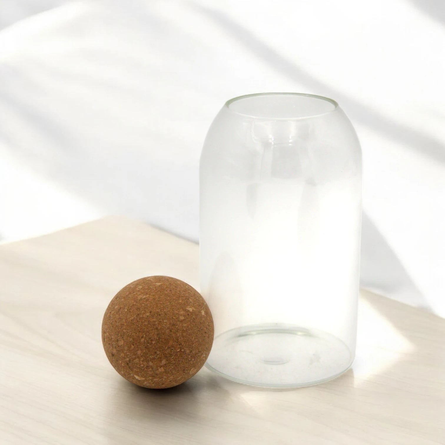 Damoo Minimalist Glass Canister with Round Cork Lid – Modern Storage Jar for Spices, Tea, Coffee Beans, or Decorative Display – Eco-Friendly Airtight Container - Damoo
