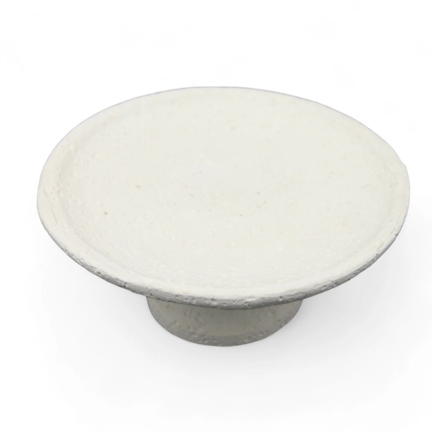 Damoo Minimalist Thin-Edge Stone Pedestal Bowl – Flat White Concrete-Look Decorative Tray for Modern Home Decor, Entryway, or Shelf Styling - Damoo