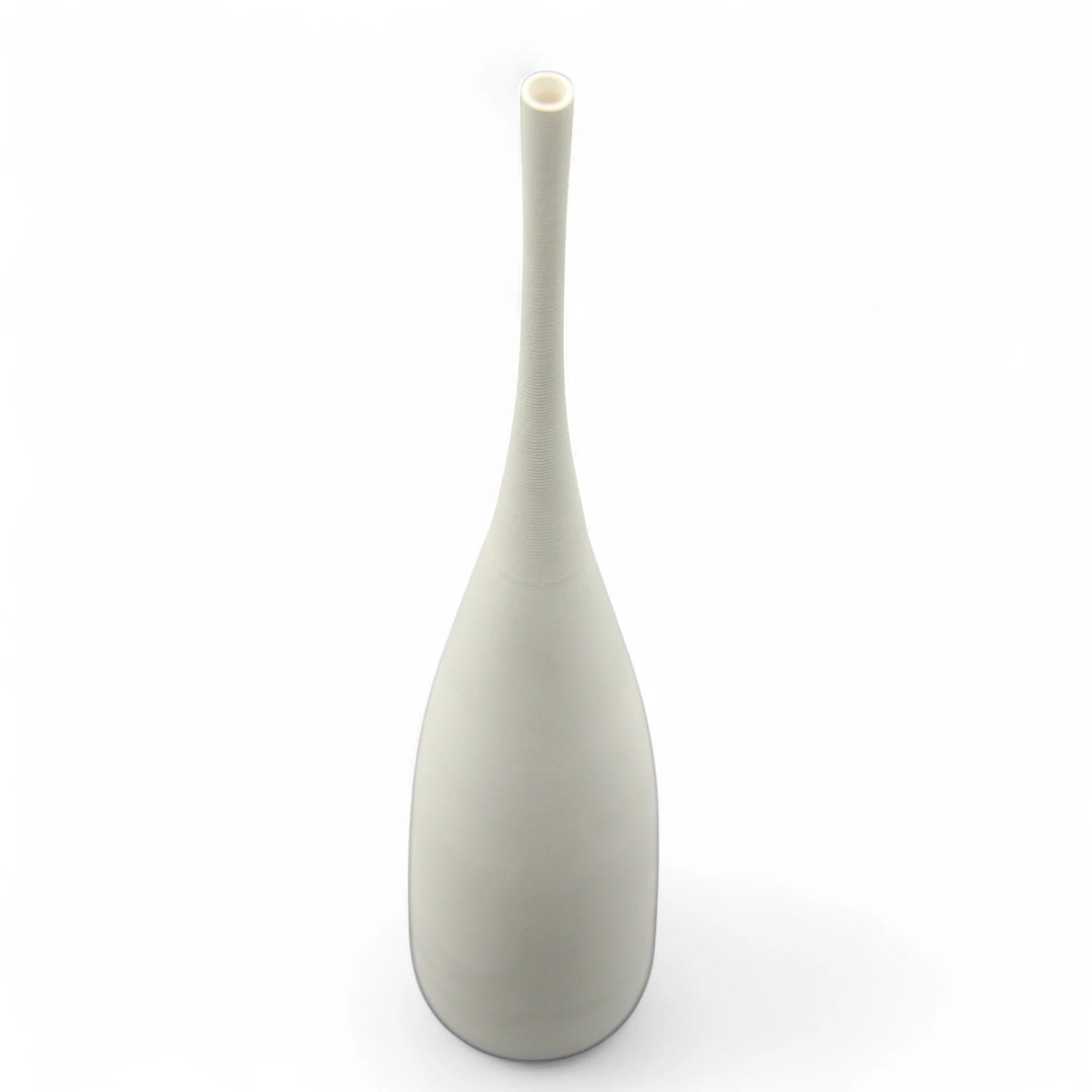 Damoo Minimalist White Ceramic Vase – Tall Narrow Neck Flower Vase for Modern Home, Office, or Tabletop Decor - Damoo