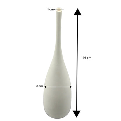 Damoo Minimalist White Ceramic Vase – Tall Narrow Neck Flower Vase for Modern Home, Office, or Tabletop Decor - Damoo