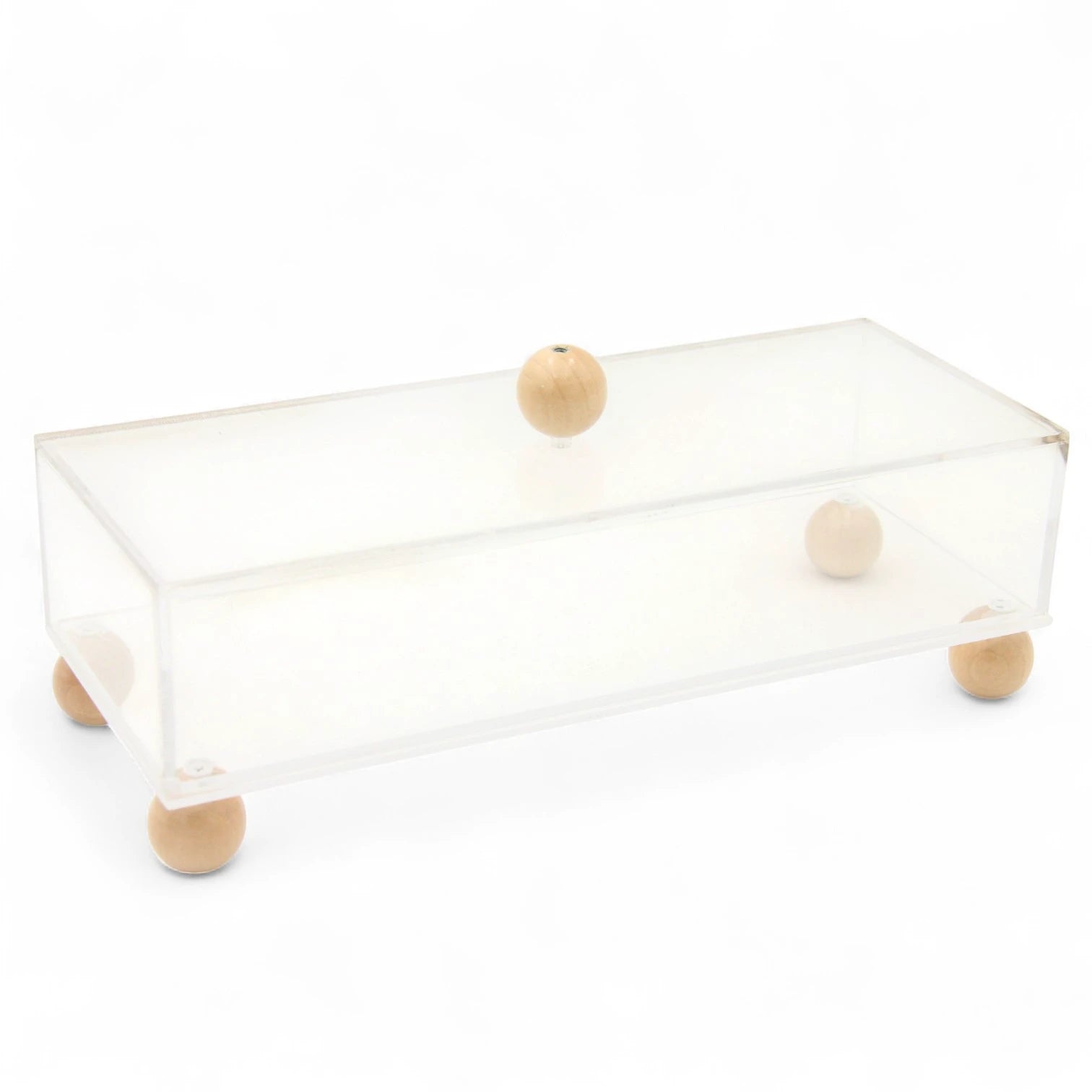 Damoo Modern Acrylic Candy Box with Wooden Knob & Legs – Clear Storage Container with Lid for Dates, Sweets & Snacks - Damoo