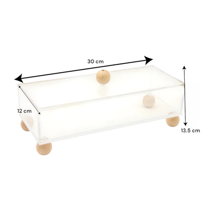 Damoo Modern Acrylic Candy Box with Wooden Knob & Legs – Clear Storage Container with Lid for Dates, Sweets & Snacks - Damoo