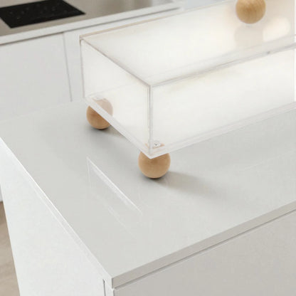 Damoo Modern Acrylic Candy Box with Wooden Knob & Legs – Clear Storage Container with Lid for Dates, Sweets & Snacks - Damoo