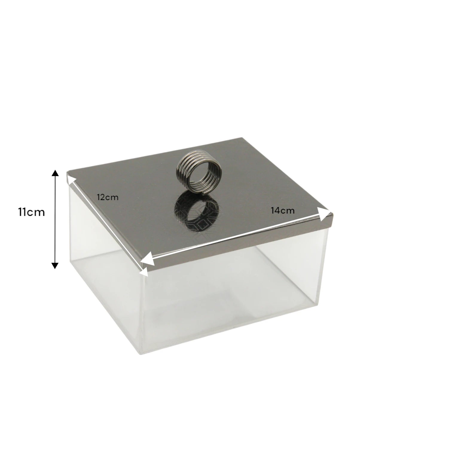 Damoo Modern Acrylic & Metal Serving Box Set – 3-Piece Date, Candy & Nut Containers with Silver Lids & Tray for Coffee Table or Hosting Display - Damoo