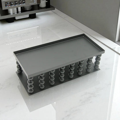 Damoo Modern Beaded Decorative Display Tray – Luxury Multipurpose Riser Stand for Perfumes, Desserts, Candles, Jewelry & Home Decor | Elegant Rectangular Organizer for Vanity, Coffee Table, Event or Retail Use - Damoo