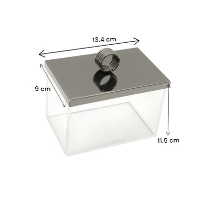 Damoo Modern Black  Metal & Acrylic Serving Tray – 4-Compartment Organizer with Lidded Containers for Dates, Snacks & Condiments – Elegant Display Box for Ramadan, Events & Home Décor - Damoo