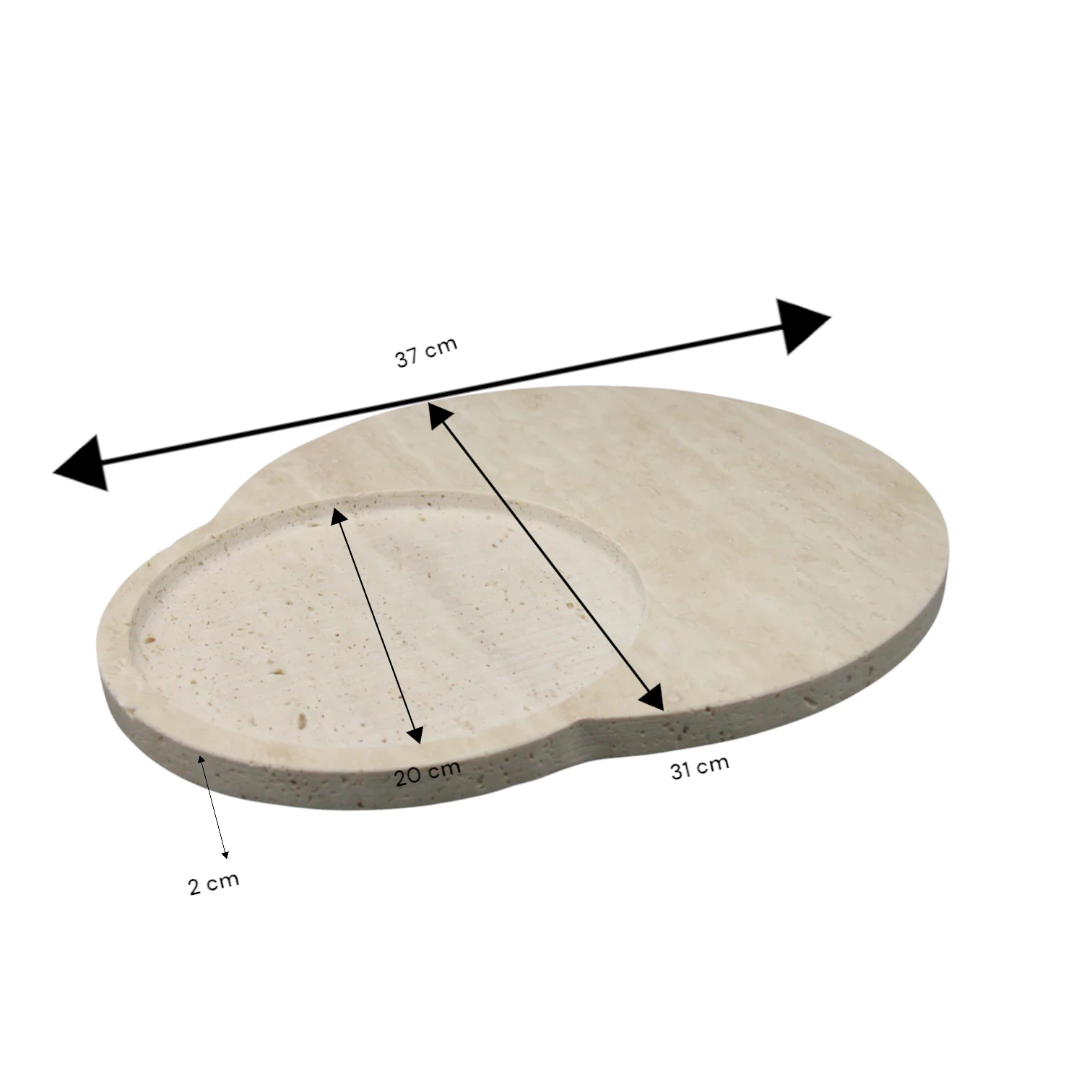 Damoo Modern CNC-Cut Travertine Stone Tray – Minimalist Round Decorative Catchall for Vanity, Desk, or Entryway - Damoo