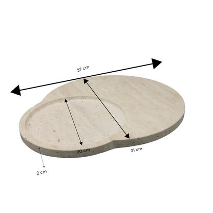 Damoo Modern CNC-Cut Travertine Stone Tray – Minimalist Round Decorative Catchall for Vanity, Desk, or Entryway - Damoo
