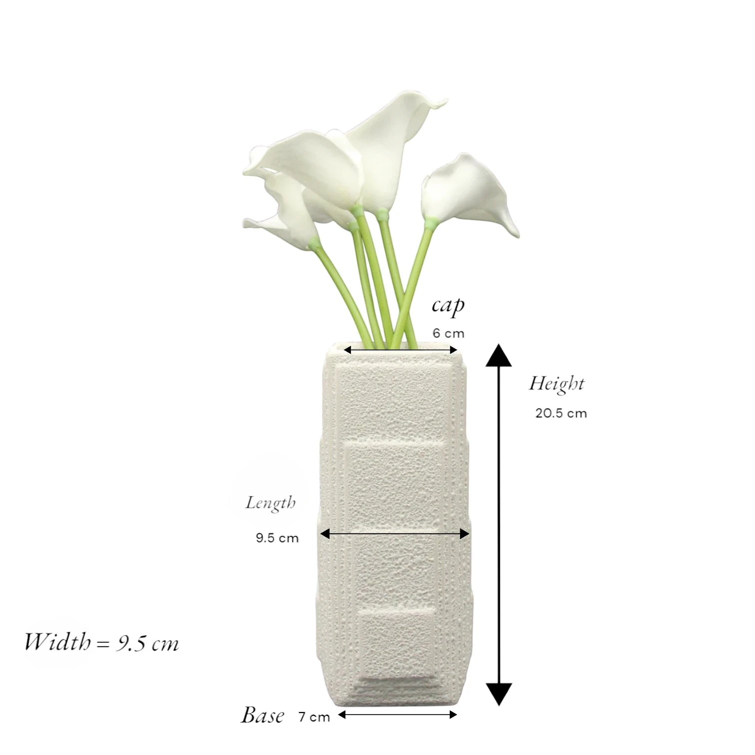Damoo Modern Geometric Textured Ceramic Vase – Tall Rectangular Flower Vase for Home & Office Decor - Damoo