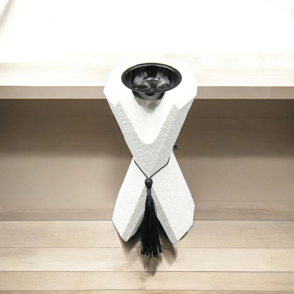 Damoo Modern Hourglass Bakhour Burner – Arabic Incense Holder with Black Tassel - Damoo