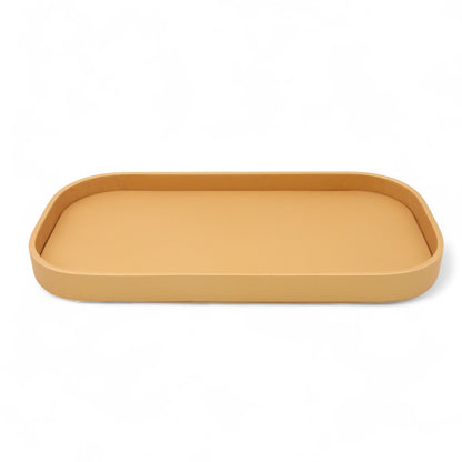 Damoo Modern Matte Brown Decorative Rectangular Canvas Tray with Acrylic Base – Minimalist Organizer for Vanity, Entryway, or Office Desk - Damoo