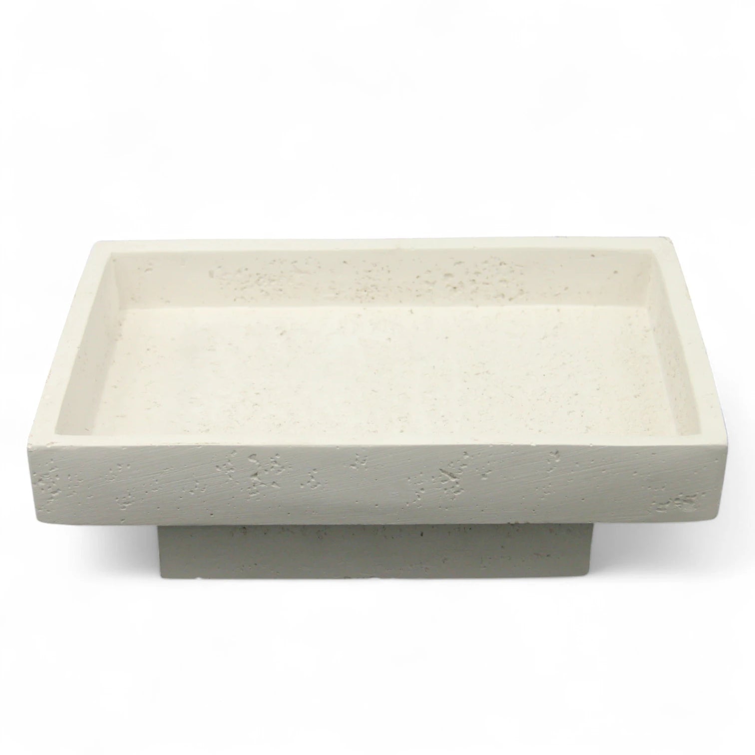 Damoo Modern Minimalist Stone Tray – Handmade Rectangular White Textured Decor Bowl | Real Stone Display Dish - Damoo