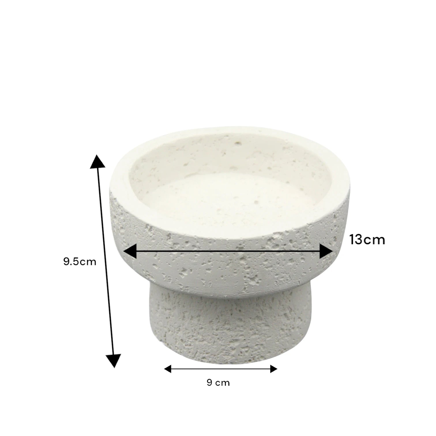 Damoo Modern Minimalist Textured Stone Pedestal Bowl – Handcrafted White Concrete-Look Decorative Accent for Indoor Home Decor, Entryway, Shelf, or Tabletop Styling - Damoo