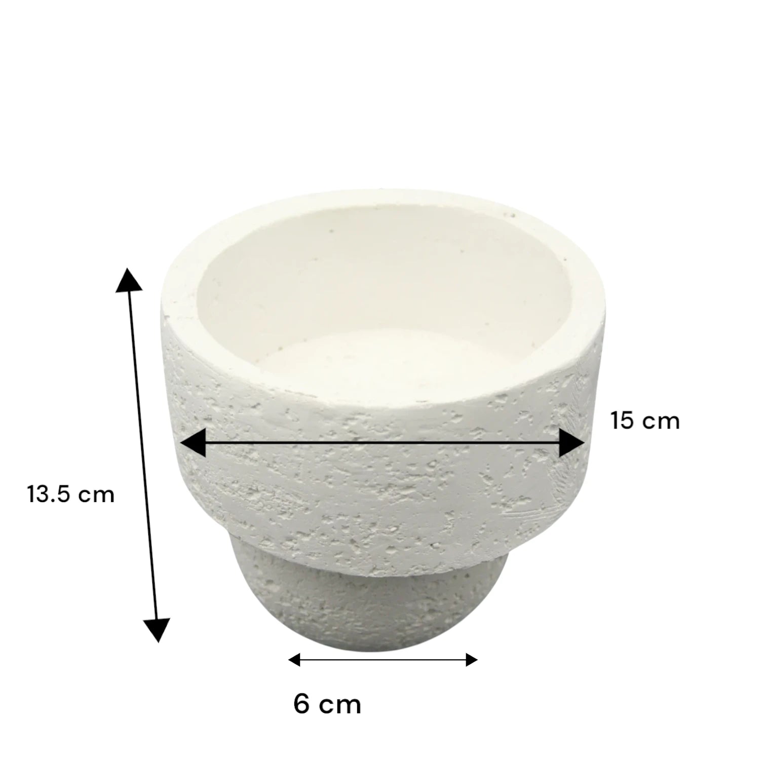 Damoo Modern Minimalist Textured Stone Pedestal Bowl – Handcrafted White Concrete-Look Decorative Planter Bowl for Indoor Decor, Sculptural Accent for Living Room, Office, or Shelf Styling - Damoo
