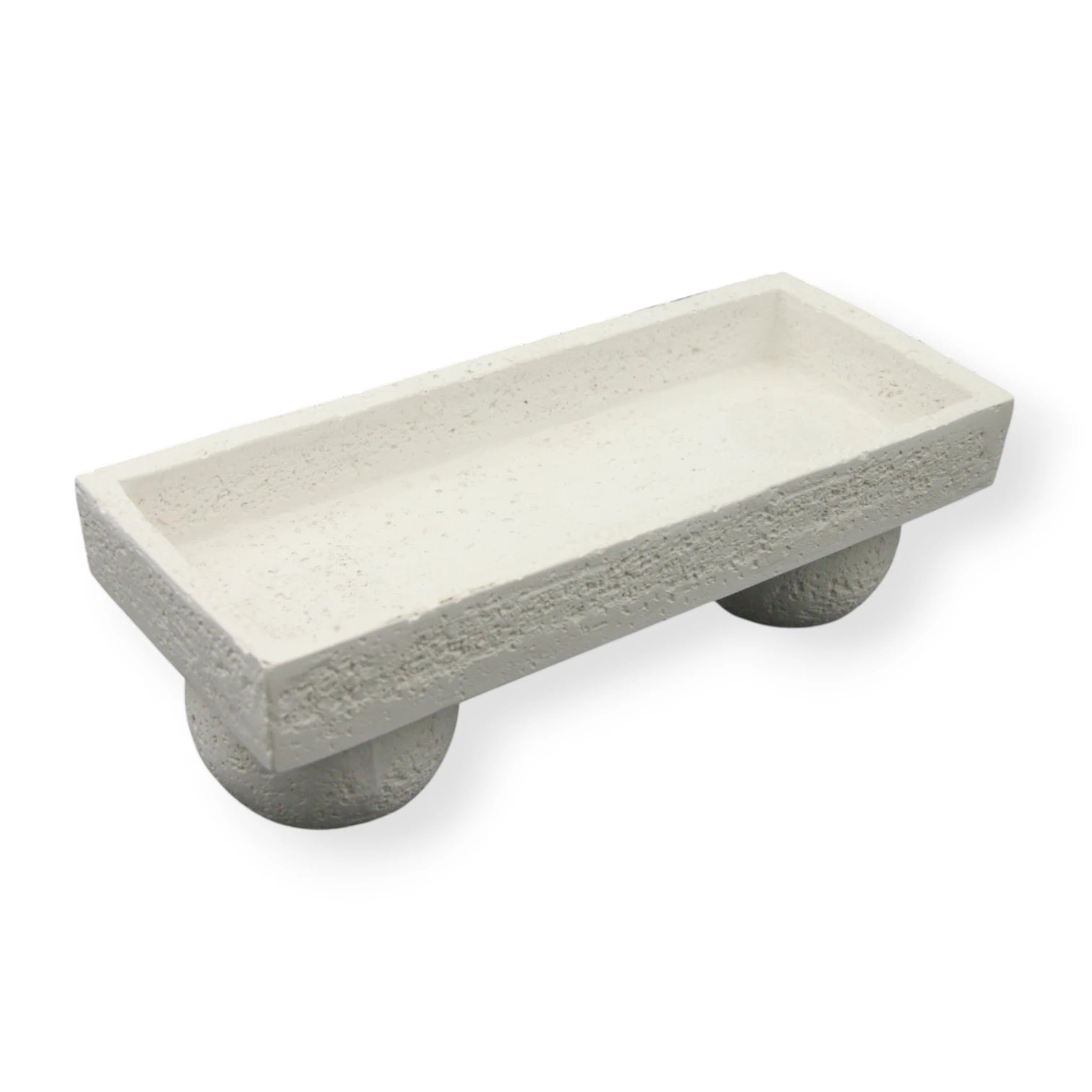 Damoo Modern Minimalist Textured Stone Pedestal Dish – Handcrafted White Concrete-Look Decorative Bowl - Multi-Purpose Elegance for Food or Display - Damoo