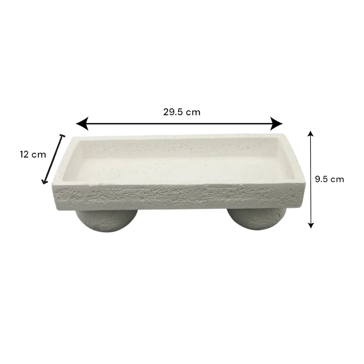 Damoo Modern Minimalist Textured Stone Pedestal Dish – Handcrafted White Concrete-Look Decorative Bowl - Multi-Purpose Elegance for Food or Display - Damoo