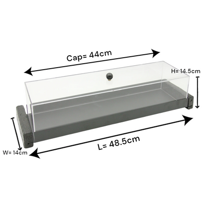 Damoo Modern Rectangular Display Tray with Clear Acrylic Lid – Elegant Minimalist Serving Stand with White Base and Terrazzo Ends - Damoo