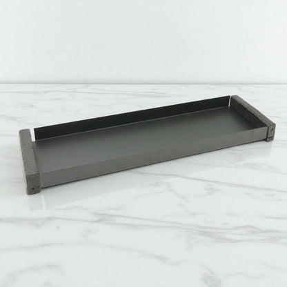 Damoo Modern Rectangular Display Tray with Clear Acrylic Lid – Elegant Minimalist Serving Stand with White Base and Terrazzo Ends - Damoo