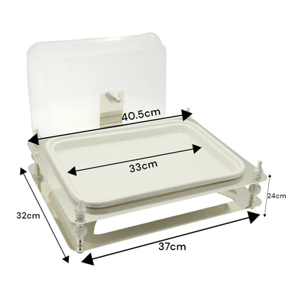 Damoo Modern Rectangular Sweet Tray with Lid – Silver Decorative Base & Clear Cover for Serving Sweets, Dates, Pastries & Desserts - Damoo