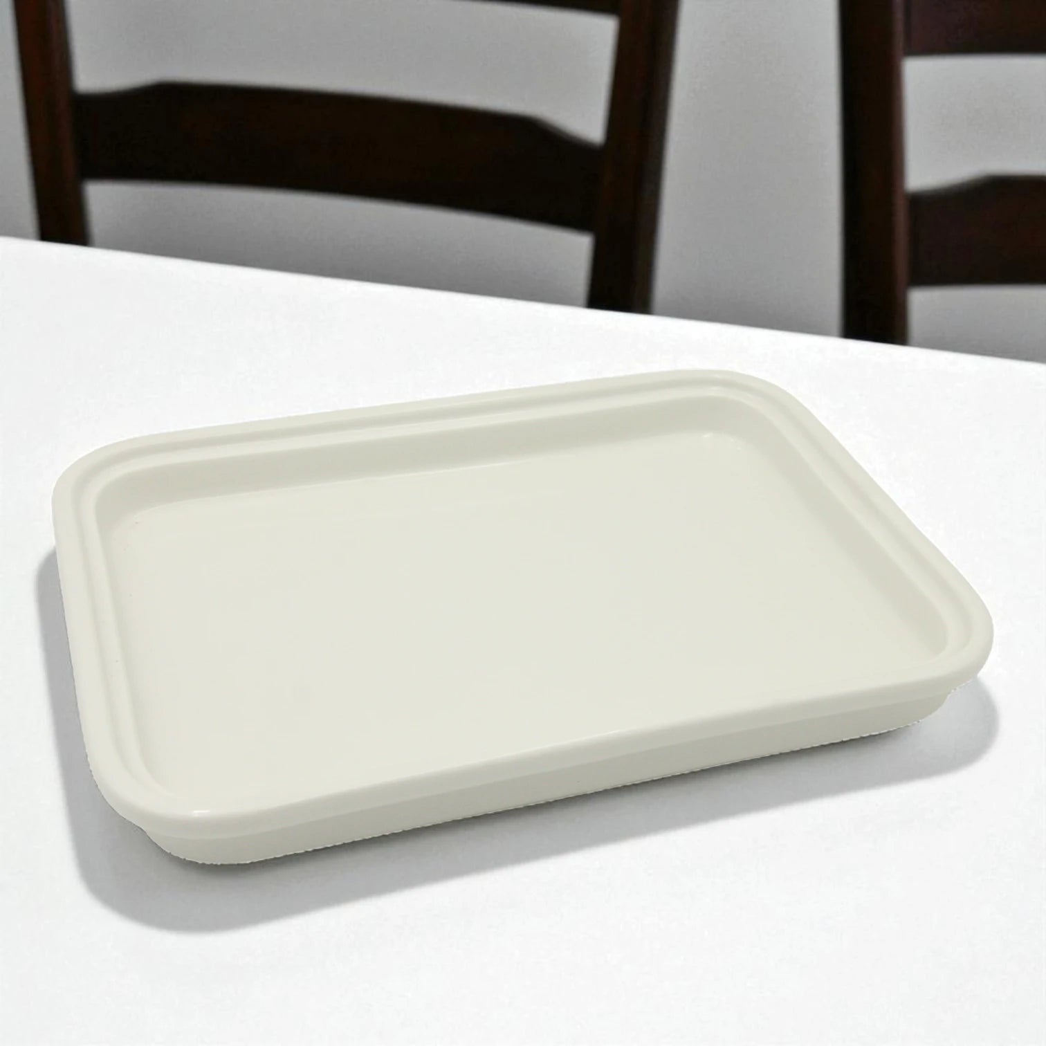 Damoo Modern Rectangular Sweet Tray with Lid – Silver Decorative Base & Clear Cover for Serving Sweets, Dates, Pastries & Desserts - Damoo