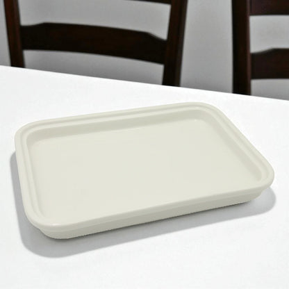 Damoo Modern Rectangular Sweet Tray with Lid – Silver Decorative Base & Clear Cover for Serving Sweets, Dates, Pastries & Desserts - Damoo