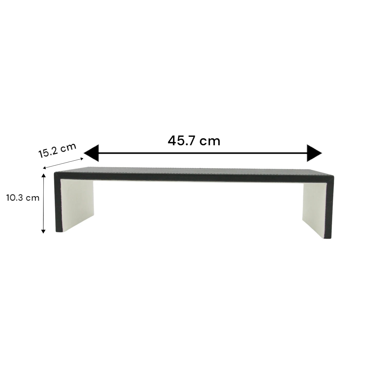 Damoo Modern Small Display Riser Shelf – Black Faux Leather Stand for Home, Office, or Retail | Decorative Organizer for Accessories, Decor, or Collectibles - Damoo