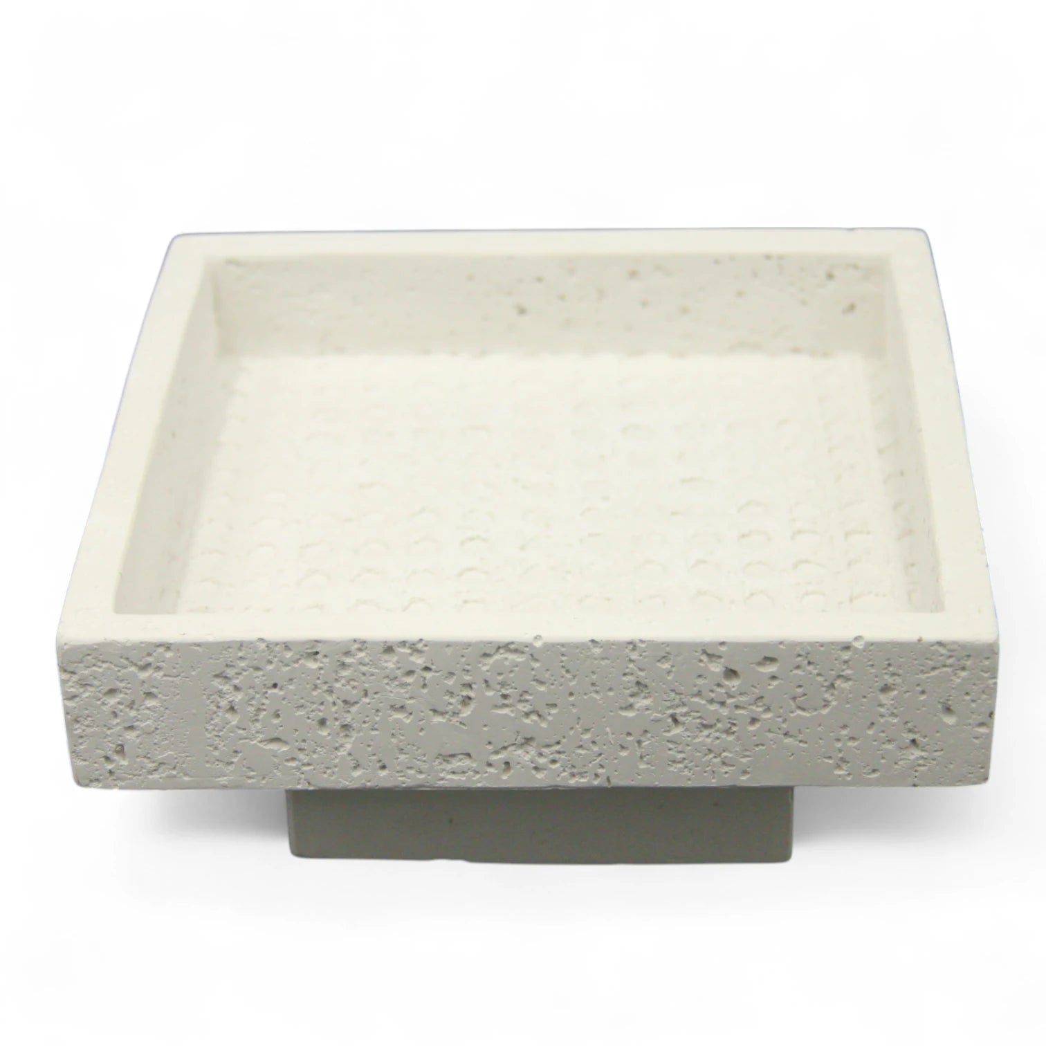 Damoo Modern Square Stone Decor – Minimalist White Textured Accent Block | Handmade Real Stone Sculpture - Damoo