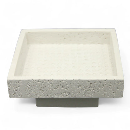 Damoo Modern Square Stone Decor – Minimalist White Textured Accent Block | Handmade Real Stone Sculpture - Damoo
