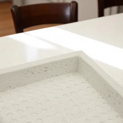 Damoo Modern Square Stone Decor – Minimalist White Textured Accent Block | Handmade Real Stone Sculpture - Damoo