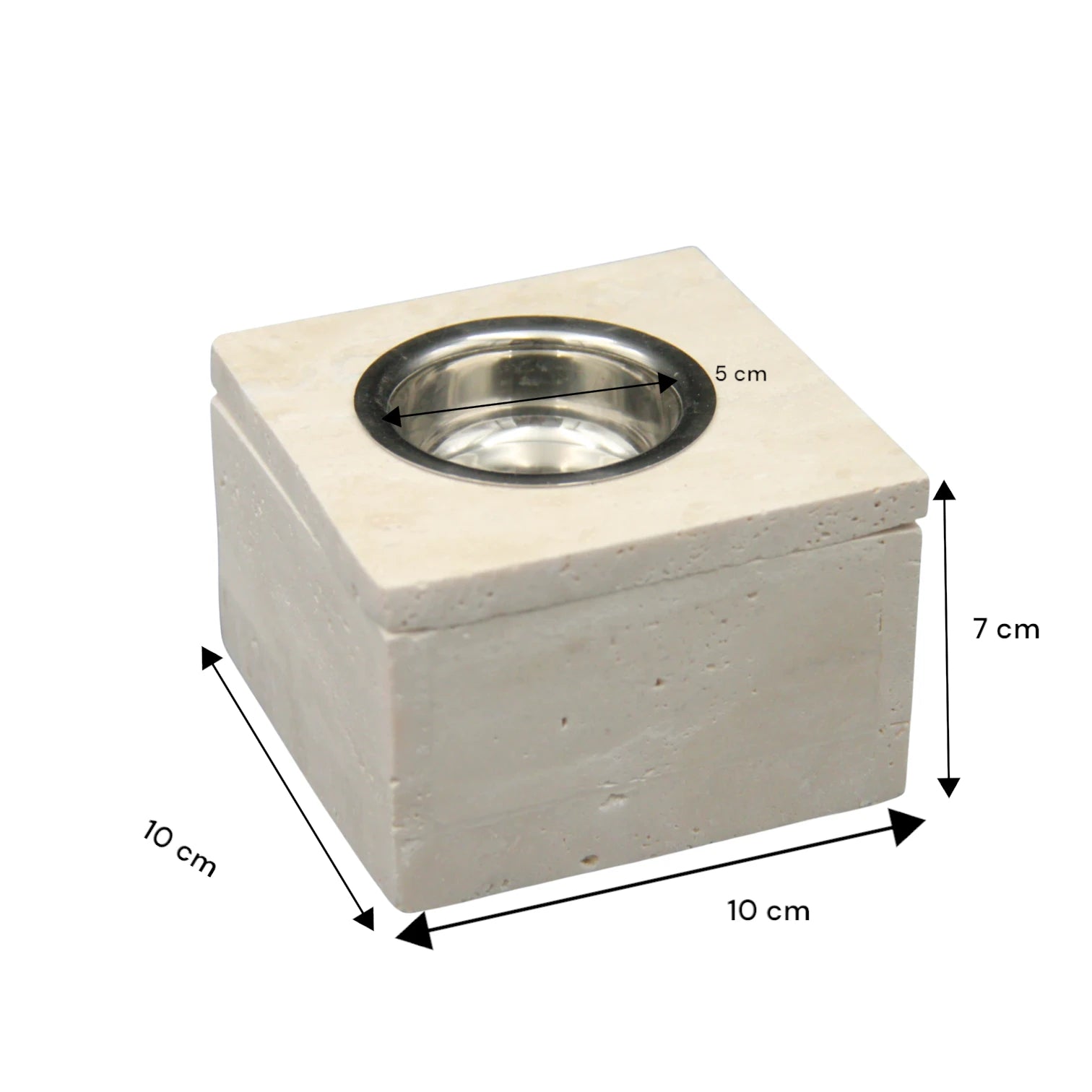 Damoo Modern Travertine Marble Incense Burner – Minimalist Cube with Stainless Steel Chamber for Bakhoor & Incense - Damoo