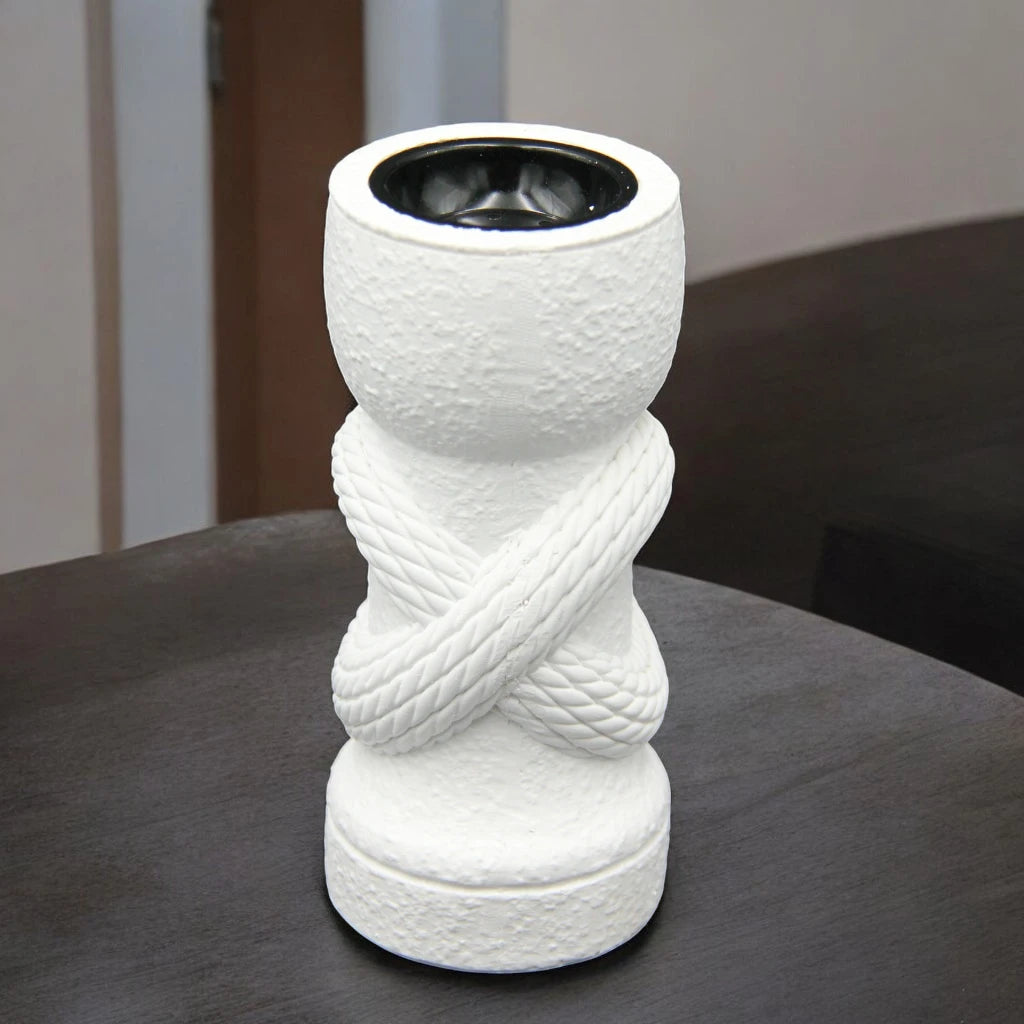 Damoo Modern White Ceramic Mabkhara – Rope Design Incense Burner - Black  – Arabic Home Décor - Damoo