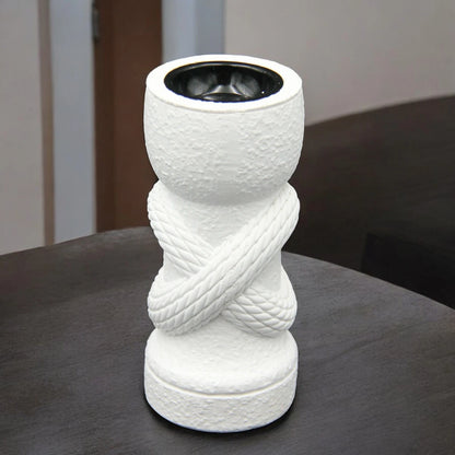 Damoo Modern White Ceramic Mabkhara – Rope Design Incense Burner - Black  – Arabic Home Décor - Damoo