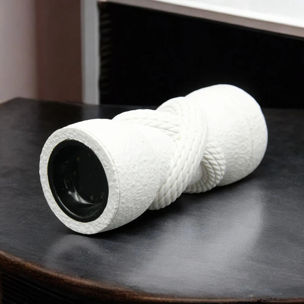 Damoo Modern White Ceramic Mabkhara – Rope Design Incense Burner - Black  – Arabic Home Décor - Damoo