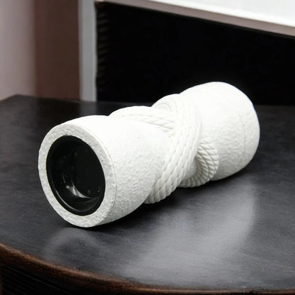 Damoo Modern White Ceramic Mabkhara – Rope Design Incense Burner - Black  – Arabic Home Décor - Damoo