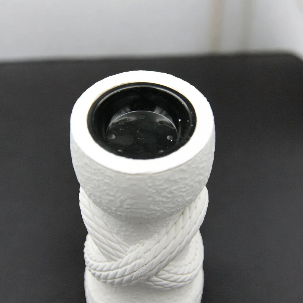 Damoo Modern White Ceramic Mabkhara – Rope Design Incense Burner - Black  – Arabic Home Décor - Damoo