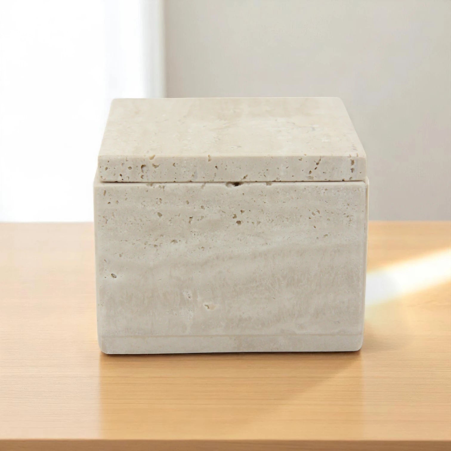 Damoo Natural Marble Storage Box with Lid – Handcrafted Stone Keepsake Holder | Minimalist Square Design - Damoo