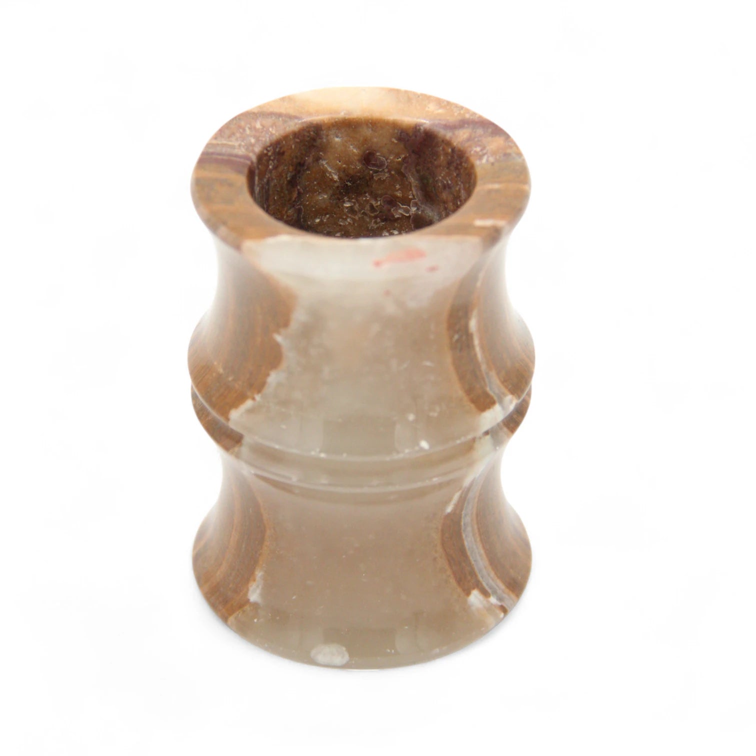 Damoo Natural Onyx Stone Candle Jar – Luxury Polished Marble Decor Piece for Holding Tealights – Elegant Hourglass Design for Living Room, Bedroom, or Gift Giving - Damoo